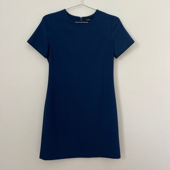 Theory Womens Blue Sheath Dress in Good Wool Size 2 - Picture 1 of 10